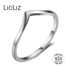 Load image into Gallery viewer, LicLiz 2020 Simple 925 Sterling Silver V Shape Rings for Women Heart Star Leaf Braided Band Silver Jewelry Joyas de Plata LR0470