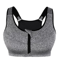 Load image into Gallery viewer, Plus Size Womens Top Bra Zipper Sports Bra Underwear, Shockproof Push Up Gym Fitness Athletic Running Yoga Sport Bra Top 5XL