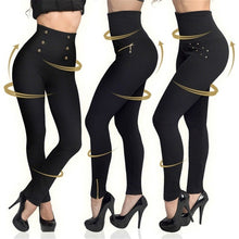 Load image into Gallery viewer, High Waist Zipper and Button Leggings
