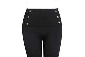 High Waist Zipper and Button Leggings