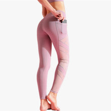 Load image into Gallery viewer, Various Colours High Rise Mesh Yoga Pants With Pockets. Stretch Push Up Running Gym Fitness Sport Tights Leggings for Women
