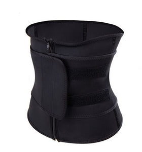 Women Zip up Belt Thermal Waist Trainer Body Shaper Black