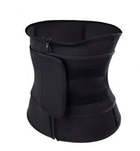 Load image into Gallery viewer, Women Zip up Belt Thermal Waist Trainer Body Shaper Black
