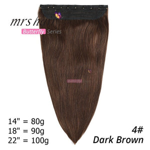 Clip on Human Hair Extensions, Straight Natural Hair On Hairpins, Various Colors Available Black, Brown, Blonde Hair 14" 18" 22"