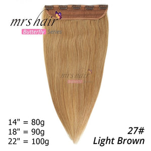 Clip on Human Hair Extensions, Straight Natural Hair On Hairpins, Various Colors Available Black, Brown, Blonde Hair 14" 18" 22"