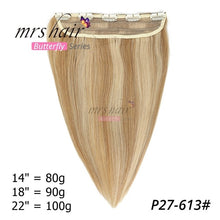 Load image into Gallery viewer, Clip on Human Hair Extensions, Straight Natural Hair On Hairpins, Various Colors Available Black, Brown, Blonde Hair 14&quot; 18&quot; 22&quot;
