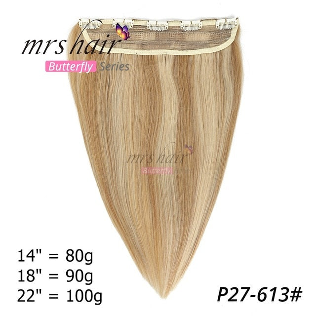 Clip on Human Hair Extensions, Straight Natural Hair On Hairpins, Various Colors Available Black, Brown, Blonde Hair 14