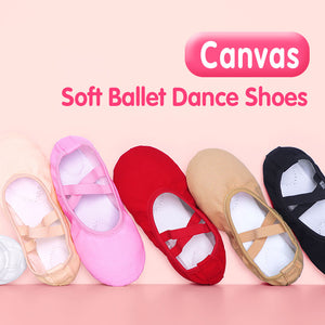 Dance Canvas Slippers - Soft Sole Ballet Shoes