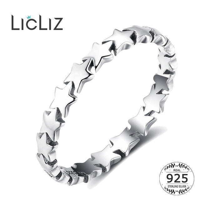 LicLiz 2020 Simple 925 Sterling Silver V Shape Rings for Women Heart Star Leaf Braided Band Silver Jewelry Joyas de Plata LR0470