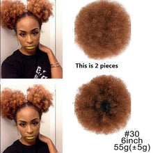 Load image into Gallery viewer, High Puff Afro Curly Wig Ponytail Drawstring, Short Afro Kinky Pony Tail, Clip on Synthetic Kinky Curly Hair Bun
