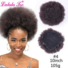 Load image into Gallery viewer, High Puff Afro Curly Wig Ponytail Drawstring, Short Afro Kinky Pony Tail, Clip on Synthetic Kinky Curly Hair Bun
