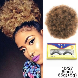 High Puff Afro Curly Wig Ponytail Drawstring, Short Afro Kinky Pony Tail, Clip on Synthetic Kinky Curly Hair Bun