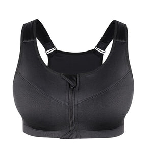 Plus Size Womens Top Bra Zipper Sports Bra Underwear, Shockproof Push Up Gym Fitness Athletic Running Yoga Sport Bra Top 5XL