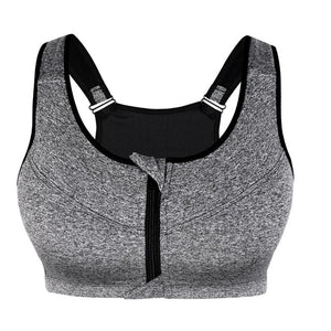 Plus Size Womens Top Bra Zipper Sports Bra Underwear, Shockproof Push Up Gym Fitness Athletic Running Yoga Sport Bra Top 5XL