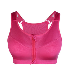 Plus Size Womens Top Bra Zipper Sports Bra Underwear, Shockproof Push Up Gym Fitness Athletic Running Yoga Sport Bra Top 5XL