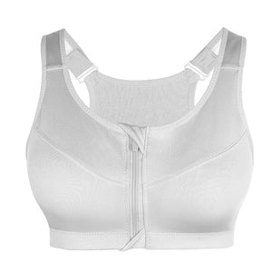 Plus Size Womens Top Bra Zipper Sports Bra Underwear, Shockproof Push Up Gym Fitness Athletic Running Yoga Sport Bra Top 5XL