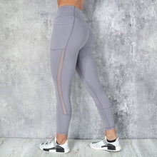 Load image into Gallery viewer, Pocket Solid Colours High Waist Mesh Sport Fitness Yoga Training Running Pants Leggings Sportswear Women
