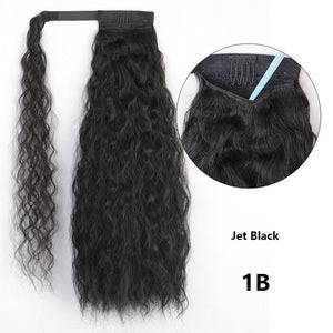 Long Synthetic Hairpiece Wrap on Clip Ponytail Hair Extensions