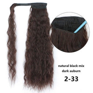 Long Synthetic Hairpiece Wrap on Clip Ponytail Hair Extensions