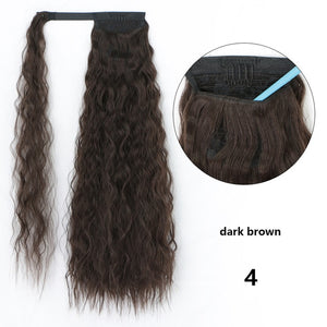 Long Synthetic Hairpiece Wrap on Clip Ponytail Hair Extensions