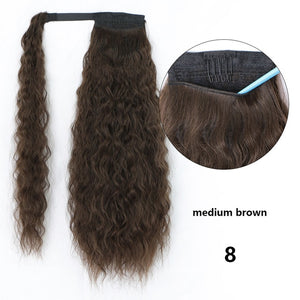 Long Synthetic Hairpiece Wrap on Clip Ponytail Hair Extensions