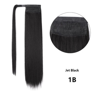 Long Synthetic Hairpiece Wrap on Clip Ponytail Hair Extensions