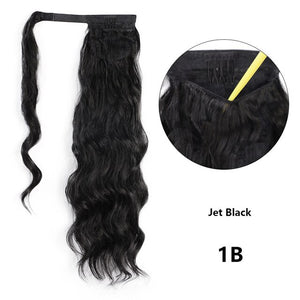 Long Synthetic Hairpiece Wrap on Clip Ponytail Hair Extensions