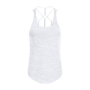 Yoga Vest 2 in 1 Crisscross Yoga Gym Tank Tops with Inside Bra, Loose Fit Soft Workout Fitness Vest