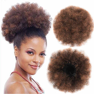 Puff Afro Curly Wig Drawstring Ponytail, Short Afro Kinky Pony Tail Clip on, African Synthetic Hair Bun Hair Pieces