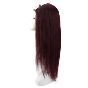 U Part Half Wig 100% Real Human Hair with Clips on, Shoulder Length Hair 12-14inches