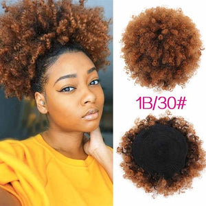 High Puff Afro Curly Wig Ponytail Drawstring, Short Afro Kinky Pony Tail Clip on, Synthetic Curly Hair Bun Made of Kanekalon