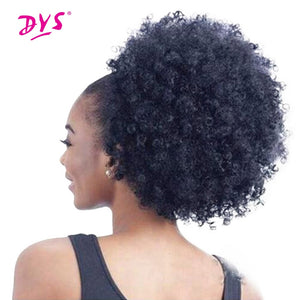 High Puff Afro Curly Wig Ponytail Drawstring, Short Afro Kinky Pony Tail Clip on, Synthetic Curly Hair Bun Made of Kanekalon